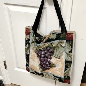 Paul Brent Vineyard Grapes Tapestry Tote 14”x14”